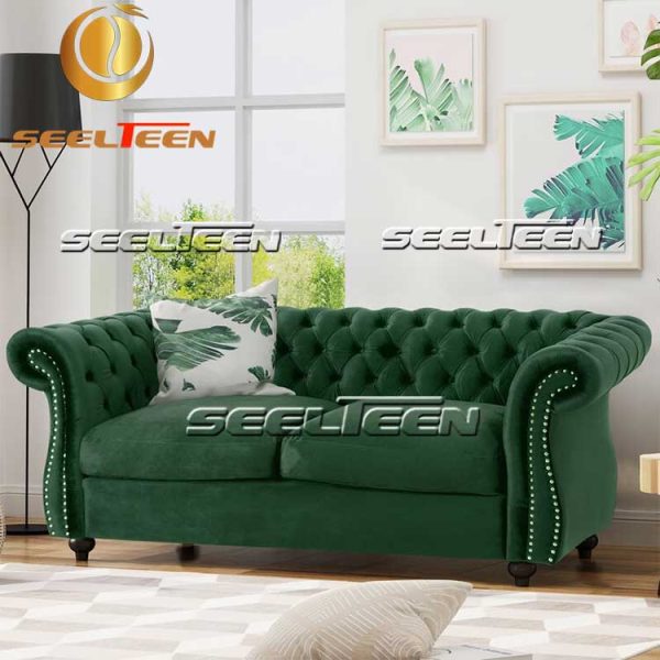 Green chesterfield sofa