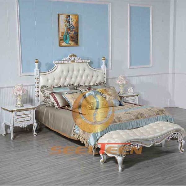 King bed frame white