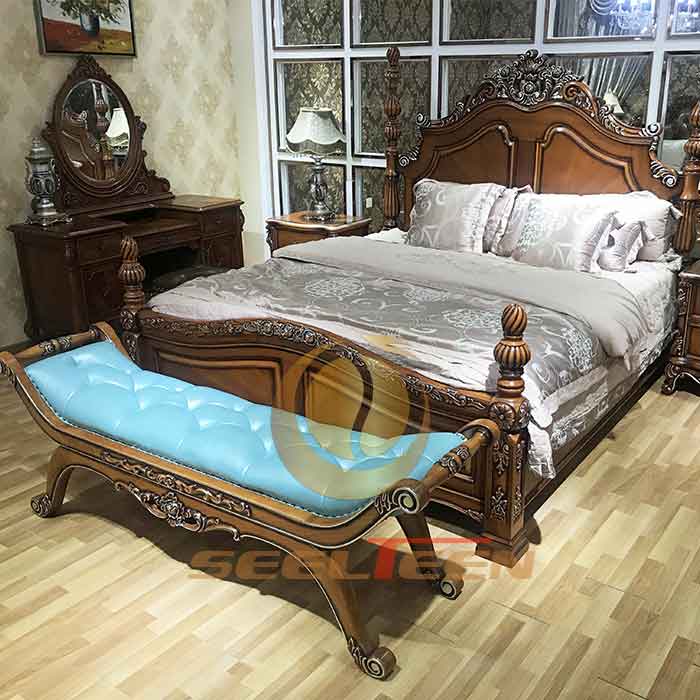 Antique bed frame old style wood handmade designSeelteen