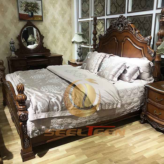 Antique Bed Frame Old Style Wood Handmade Design Seelteen   BF 197 4 