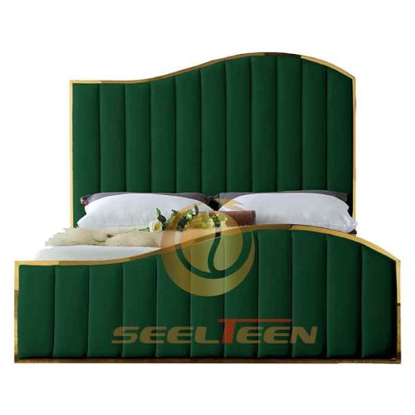 Green upholstered bed