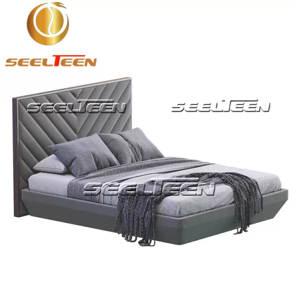 Grey platform bed