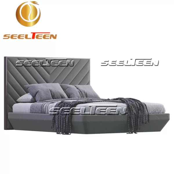 Grey platform bed