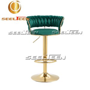 Velvet Swivel Bar Stool