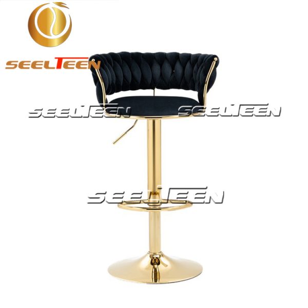 Black Velvet Swivel Stool