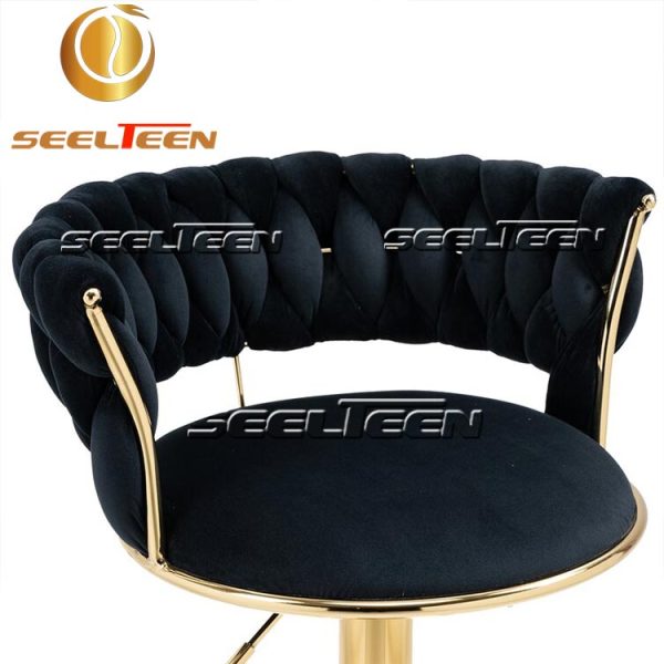 Black Velvet Swivel Stool