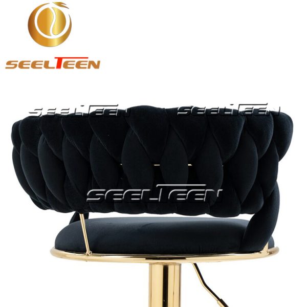 Black Velvet Swivel Stool