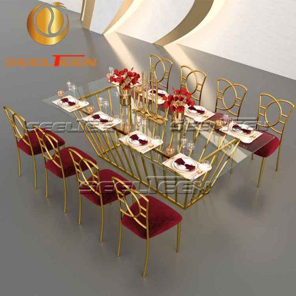 Rectangular glass dining table