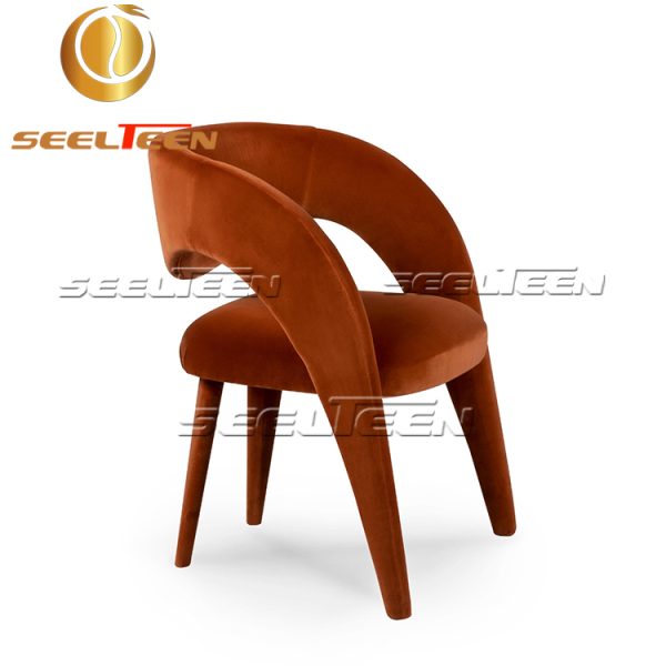 Orange Brulee velvet chair