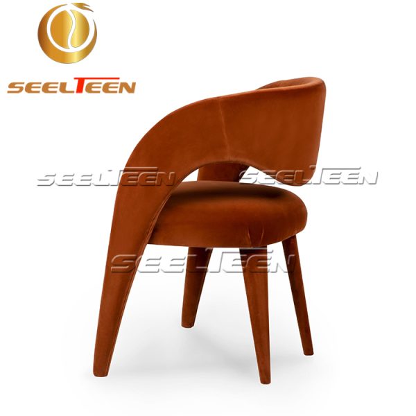 Orange Brulee velvet chair