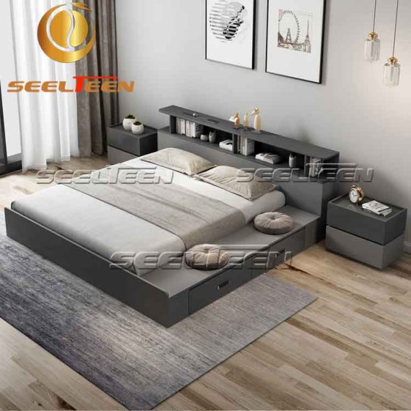 Black queen size bed frame