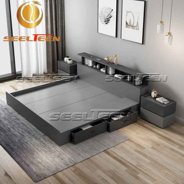 Black queen size bed frame