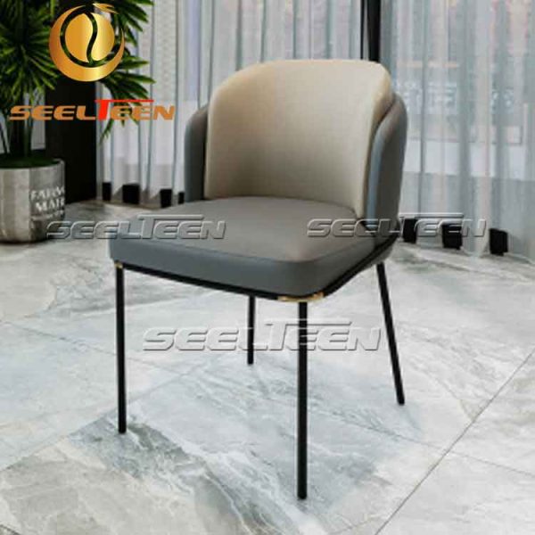 Gray upholstered dining chair