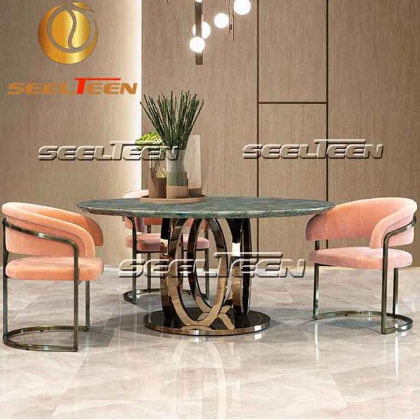 Round marble dining table