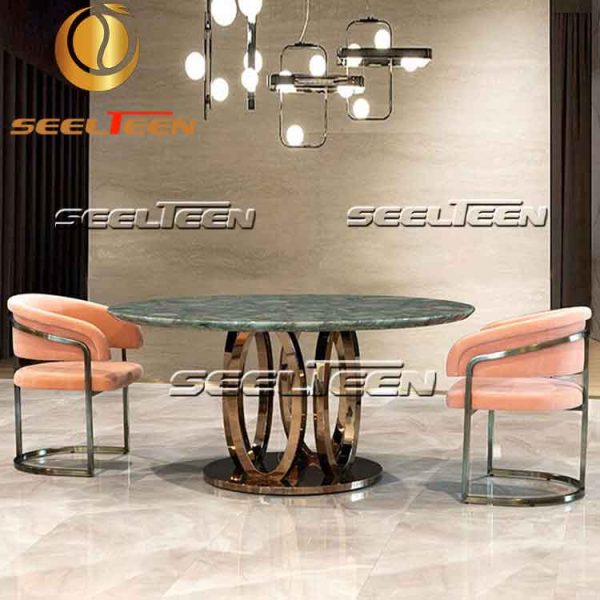 Round marble dining table