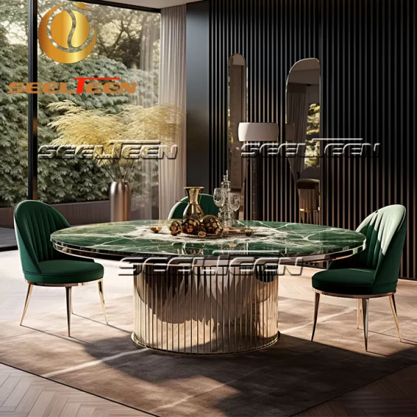 Marble Top Round Dining Table