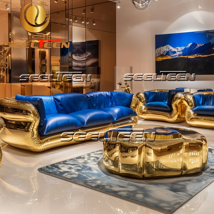 Blue and Gold Lounge Set