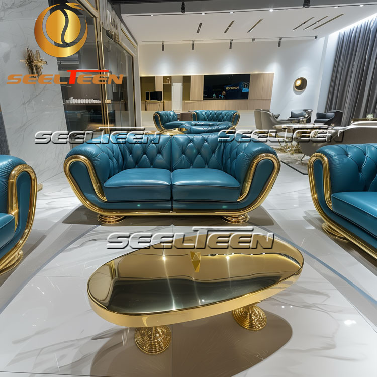 Elegant Teal and Gold Seating Collection