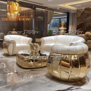 Beige and Gold Sofa