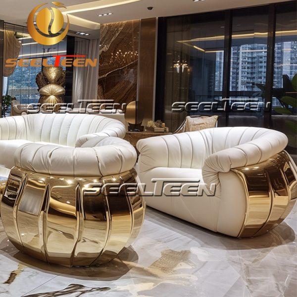 Beige and Gold Sofa