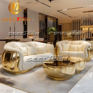 Cream Leather Sofa