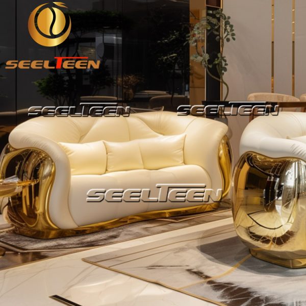 Cream Leather Sofa