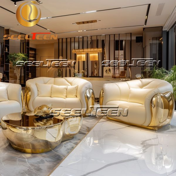 Cream Leather Sofa