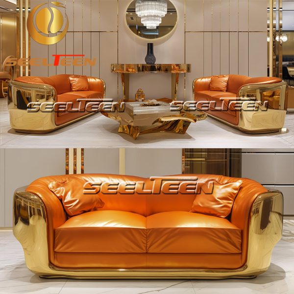 Orange Couch Living Room