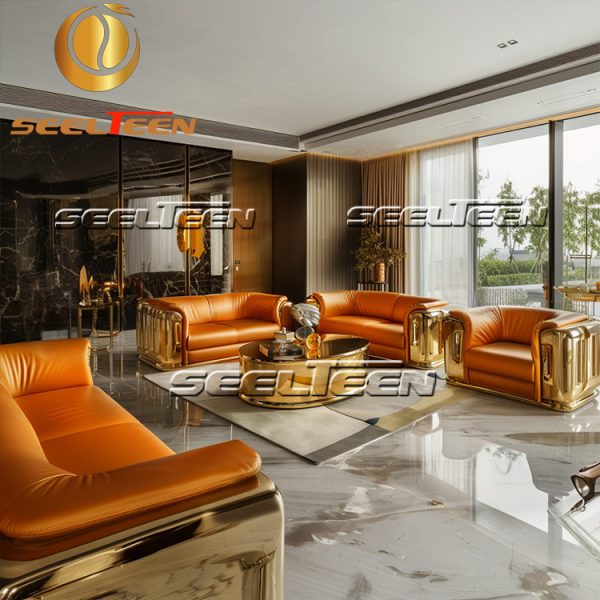 Orange Living Room Set