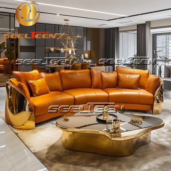 Burnt Orange Couch Living Room