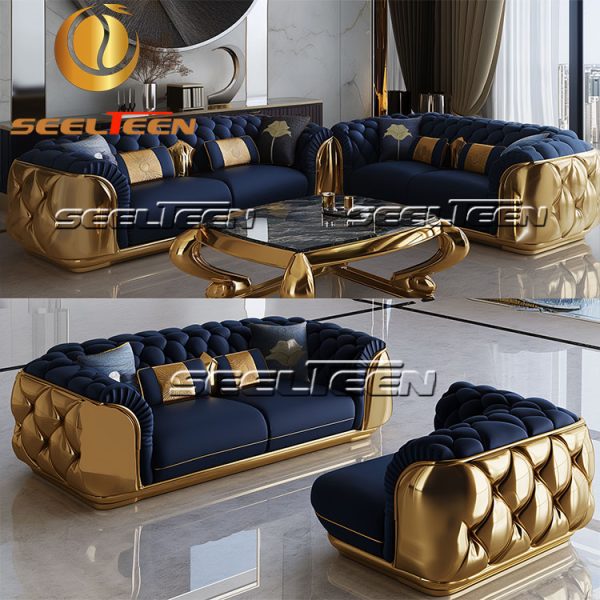 Blue Leather Couch