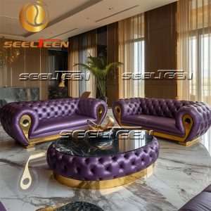 Purple Sofa and Loveseat