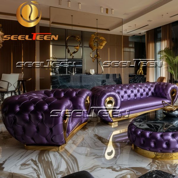 Purple Sofa and Loveseat