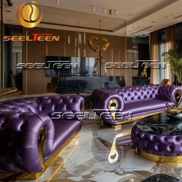 Purple Sofa and Loveseat