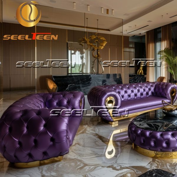 Purple Sofa and Loveseat