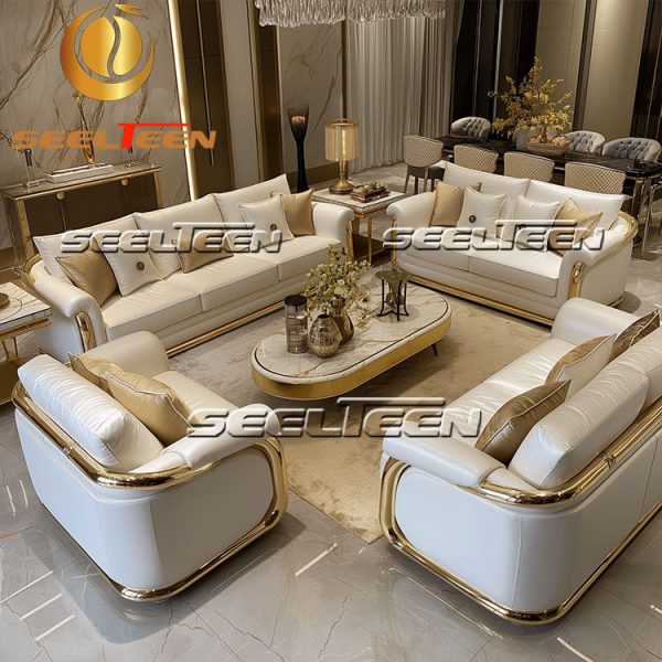 White Leather Sectional Sofa