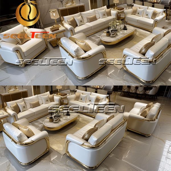 White Leather Sectional Sofa