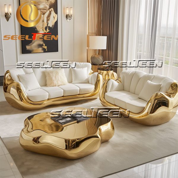 Modern White Leather Sofa