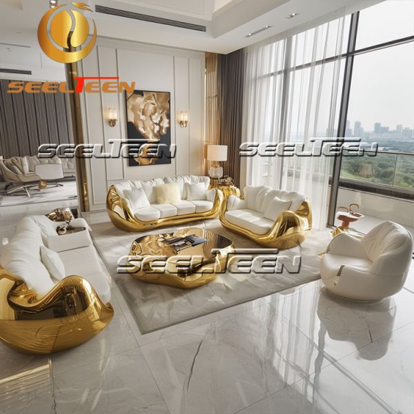 Modern White Leather Sofa