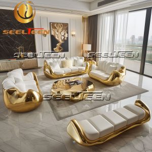 Modern White Leather Sofa