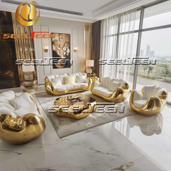 Modern White Leather Sofa