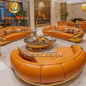 Leather Couch with Chaise