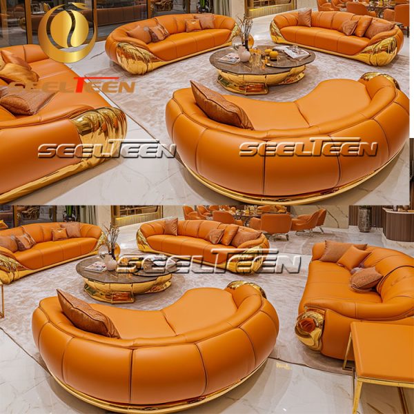 Leather Couch with Chaise