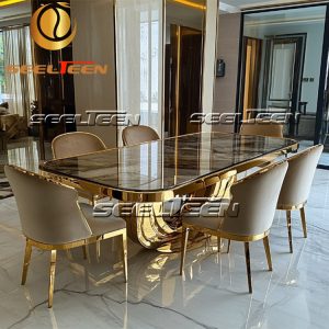 Gold Pedestal Dining Table