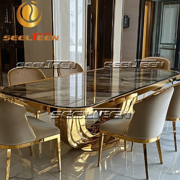 Gold Pedestal Dining Table